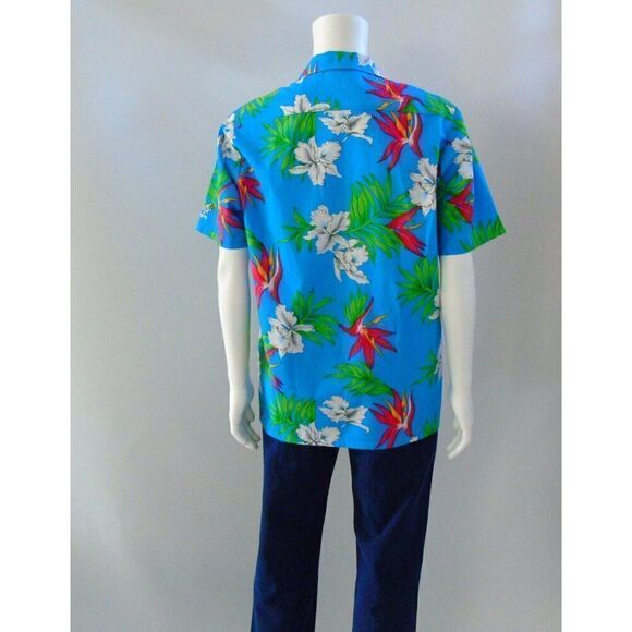 Hawaiian Shirt Floral Aloha Mens Sz L Vintage Made In USA 9th Wave by Scorpio - Picture 2 of 5